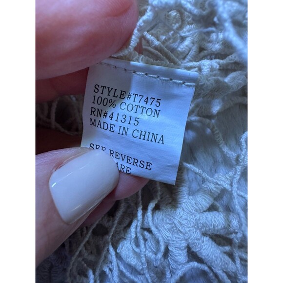 Roommates Women Tank Top Open Lace Crochet 100% Cotton Boho Festival Fringe S/M - Picture 5 of 6